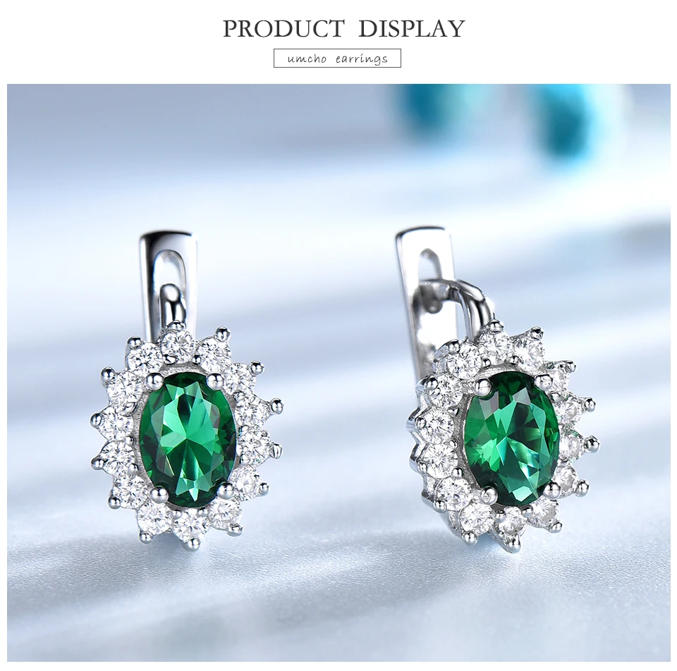 UMCHO-Emerald-925-sterling-silver-clip-earrings-for-women-EUJ074E-1-pc (3)