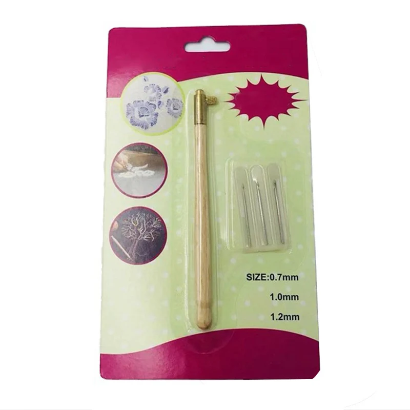 

1 Set 3 Needles Tambour Hook Sewing DIY Craft Beading Embroidery Accessories Wooden Handle French Crochet Hook Embroidery Tools
