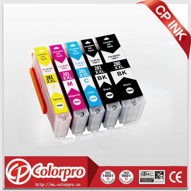 5PK совместимый картридж с чернилами PGI-280 XXL CLI-281 для Canon PIXMA TR7520 TR8520 TS6120 TS6220 TS8120 TS8220