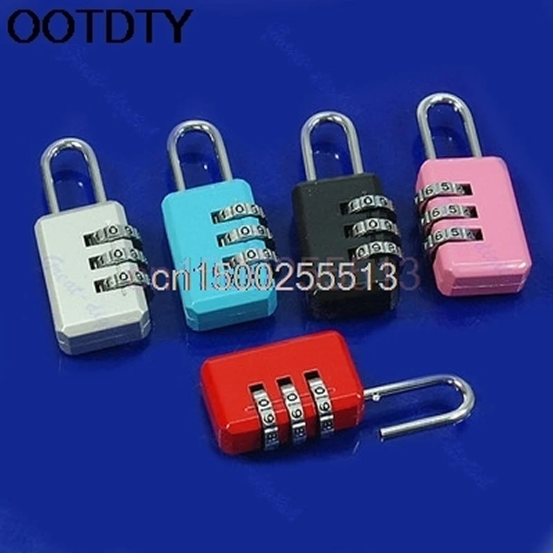 

Mini 3 Digit Resettable Combination Luggage Suitcase Lock Padlock Gray 05B