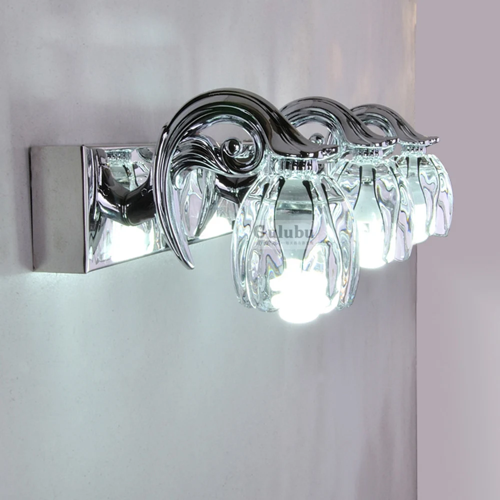 Modern 9W LED Crystal Bathroom Wall Lamp Luxury Mirror Front Stainless Steel Wall Light Washroom crystal wall sconce