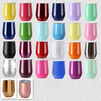 

30pcs 9oz egg cups wine glass 9oz wine tumbler double wall stainless steel Beer Vacuum Insulated mug drinking coffee cups