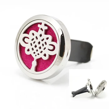 

New Design 30mm Stainless Steel Car Lucky Chinese knot Aromatherapy Essential Oil Diffuser Perfume Locket Jewelry Clip for Car