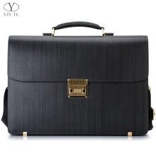 YINTE Fashion Leather Men’s Briefcase Classic Formal Blue Business Bag Big And Thick Laptop Totes Lawyer Bags Portfolio T8556-5