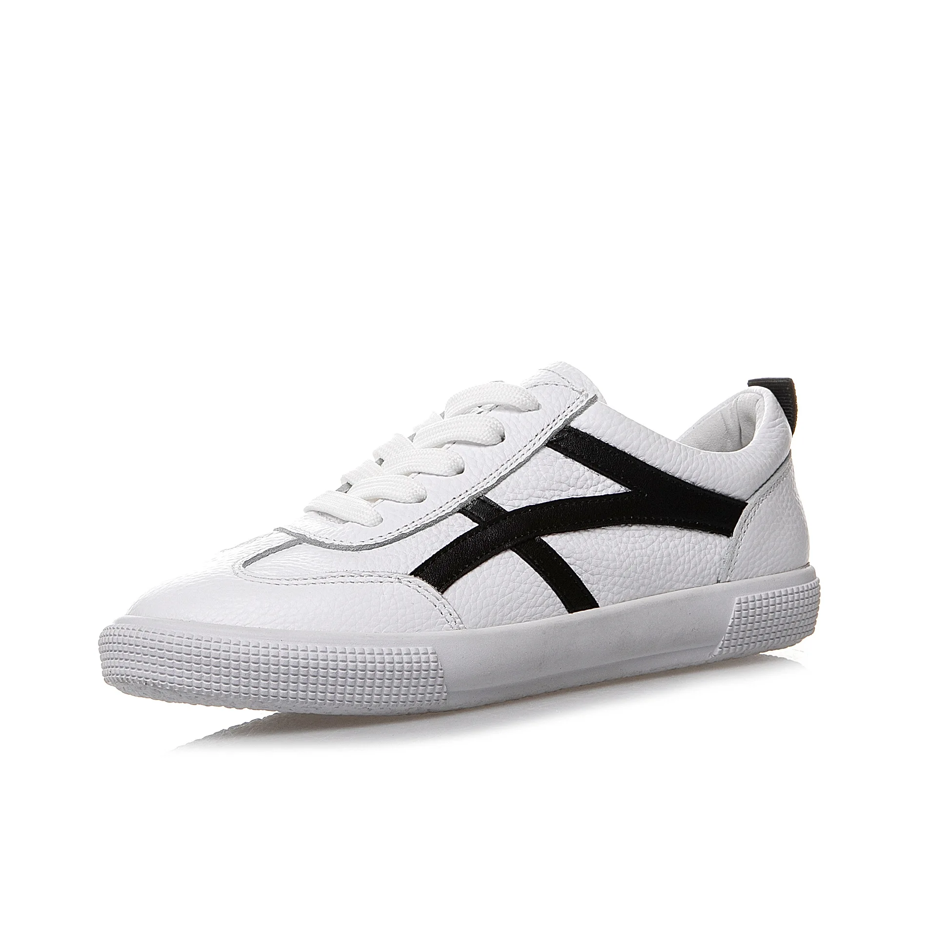 

Spring Summer Of 2019 New Women's Shoe Top Layer Cowhide Small White Flat Bottom Lace Student Board Fashion