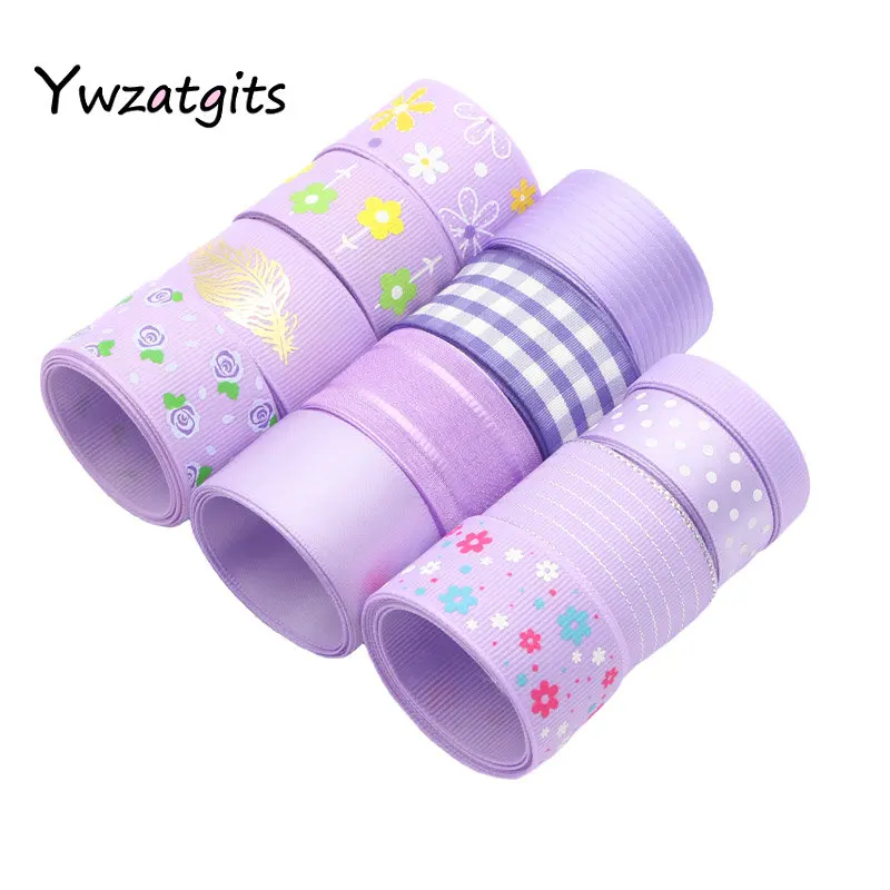

12Yards 10-25mm Purple series Grosgrain Organza Satin Ribbons DIY Headwear Home Wedding Party Decorate Materials YT0308