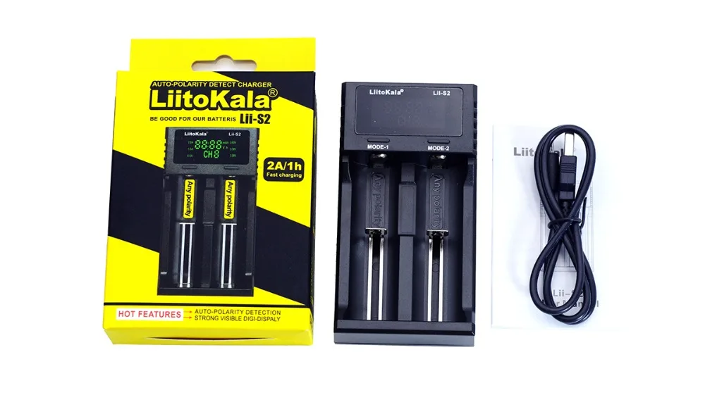 Зарядное устройство Liitokala Lii-S2 18650, зарядное устройство 18650 1,2 в 3,7 в 3,2 в AA/AAA 26650 21700 NiMH li-ion зарядное устройство - Цвет: lii-S2 charger