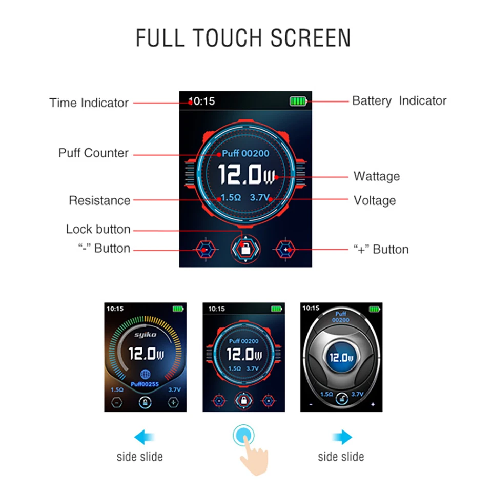 Оригинальная электронная сигарета Syiko SE Touch Pod Vape Kit 650 мА · ч встроенный
