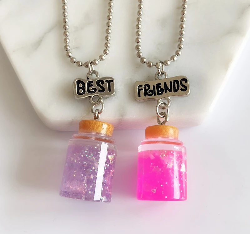 Пара "лучшие друзья навсегда" моделирование красочные Honeypot Детские ожерелья бутылки ожерелье для детей ювелирные изделия, подарки на день рождения