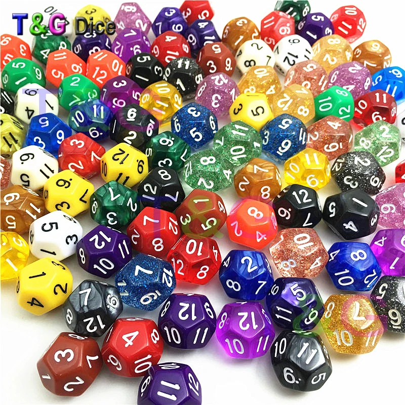Набор 10 D12 12-сторонний 18 мм RPG игральные кости ассортимент цветов | Спорт и