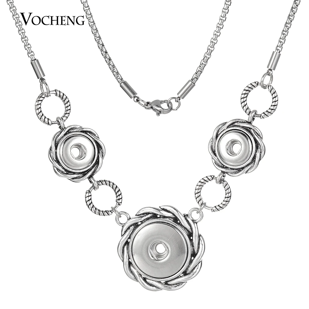 

Vocheng Snap Button Jewelry 18mm With 12mm Small Size Gingersnaps Necklace Jewelry With Stainless Steel Chain NN-684