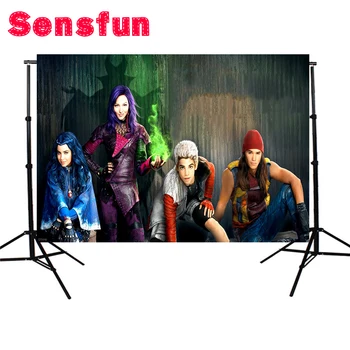 

Cartoon Scenic The descendants Birthday Party Custom Photo Studio Children Background Backdrop Polyester 250x250