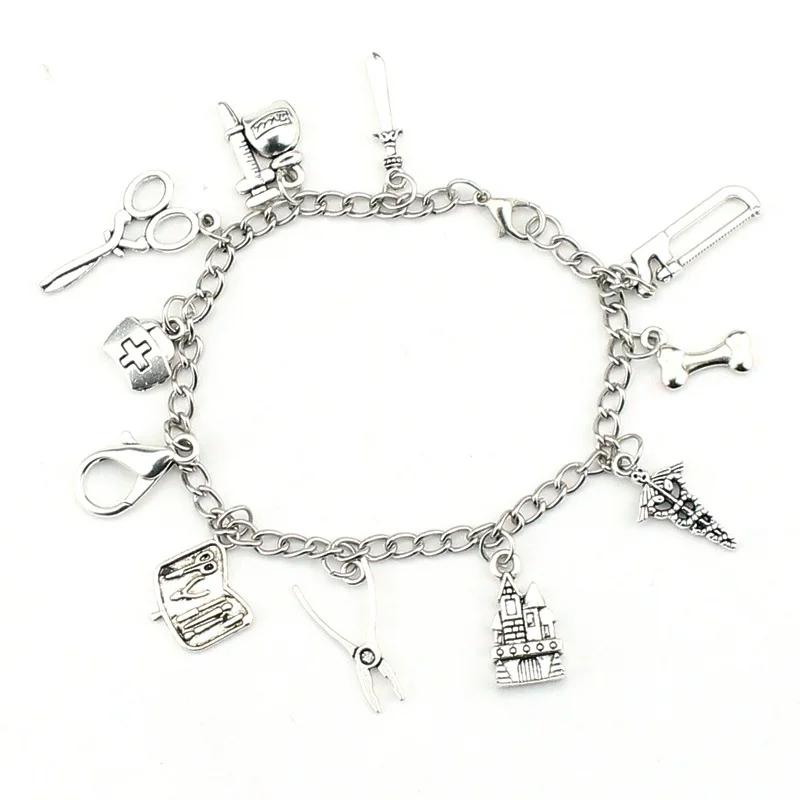 

New fashion Hand-made Bracelet Grey's Anatomy Inspired Charm Bracelet Silver tone Gift For Valentine's Day Gift Accessories