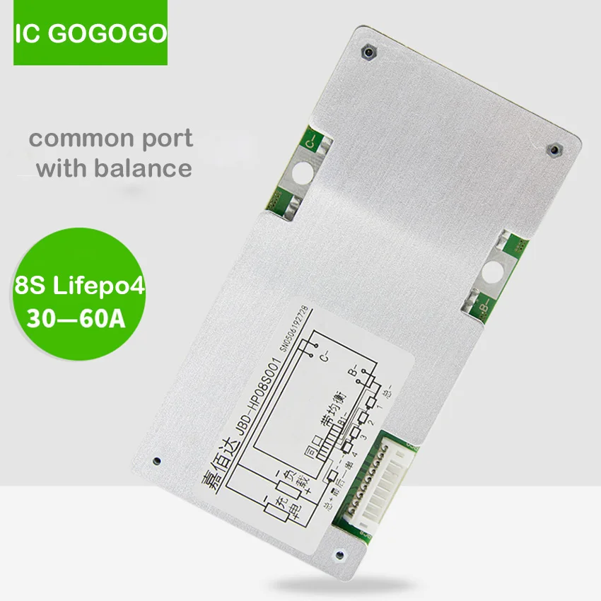 

8S 24V Lifepo Battery Protection Board 3.2V Lithium BMS PCB Same Port with Balance 30A 40A 60A Pack Electric Wheelchair Inverter