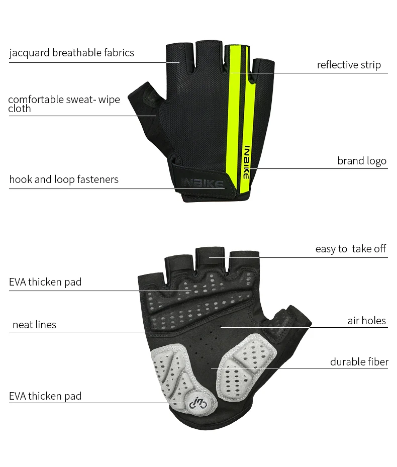 INBIKE велосипедные перчатки с полупальцами, летние перчатки для горного велосипеда, дышащие мужские и женские велосипедные короткие перчатки, анти-шоковые спортивные велосипедные перчатки