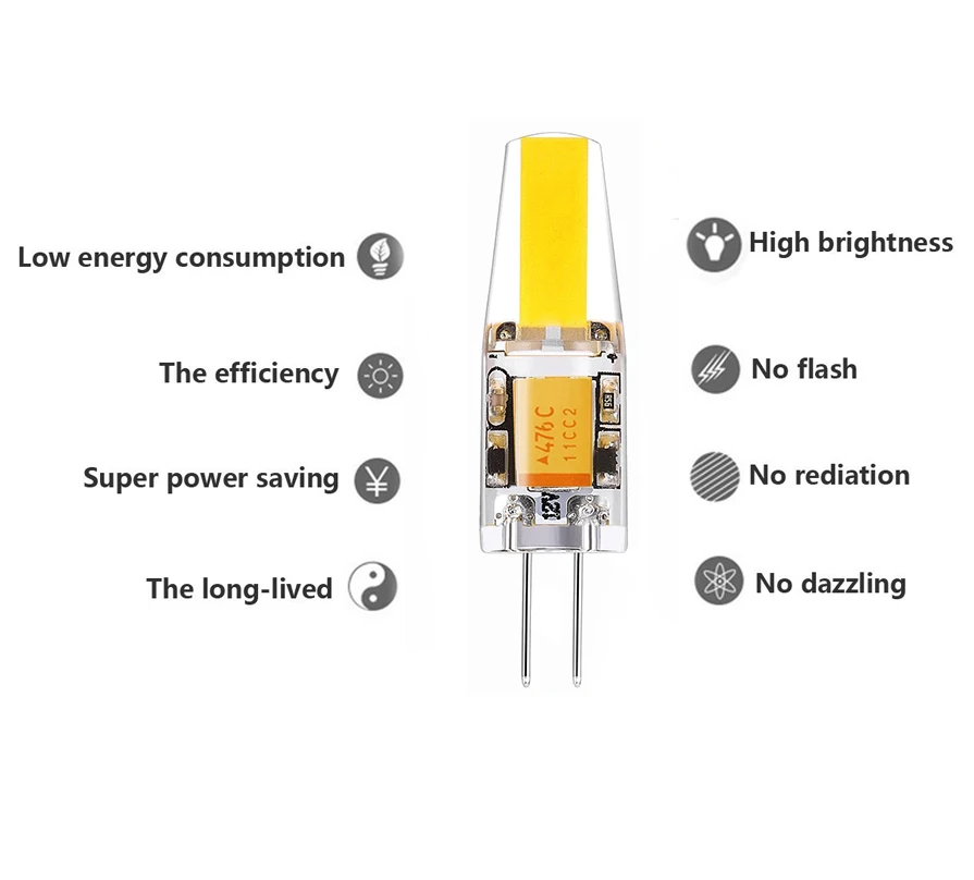 6 шт G4 светодиодный Лампа 12 V AC DC 2 W COB светодиодный G4 свет лампы накаливания 360 Угол луча заменить 20 W галогенная лампа Теплый натуральный