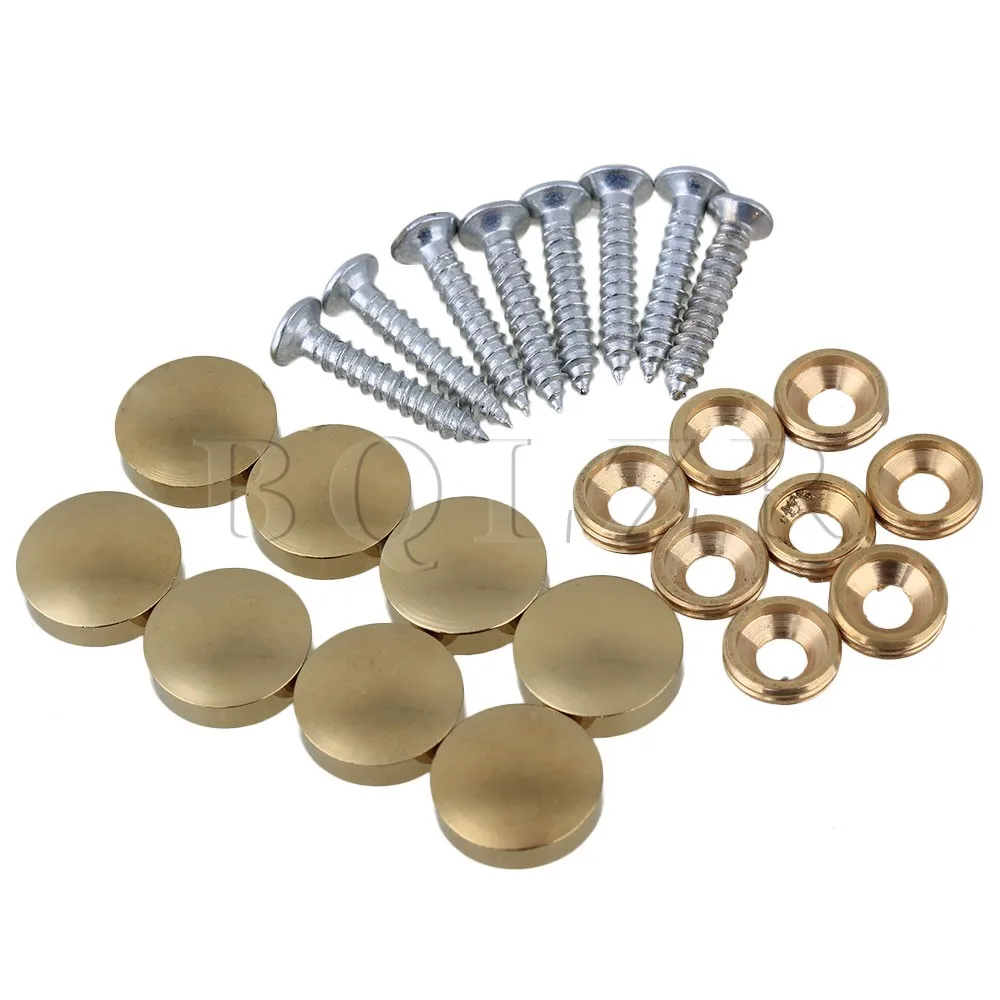 

BQLZR 8x Copper Golden Round Screw Cap Nails for Mirror Table Decoration 14mm Diameter