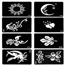 WXS 8 шт. блеск тату трафарет Шаблон татуировки Бумага многоразового использования хны Трафареты наклейки Дизайн Набор Живопись тела Книги по искусству TS-04