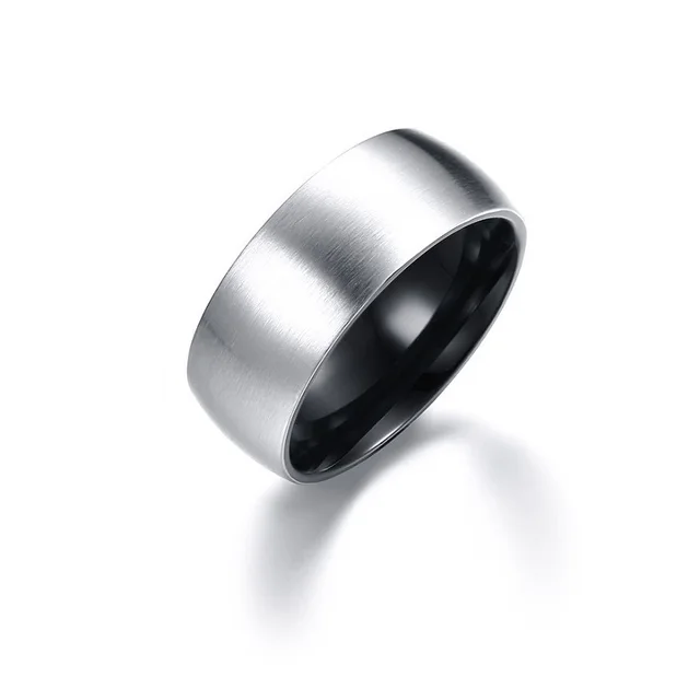 Фото мужское кольцо из нержавеющей стали простое серебряное 8 мм