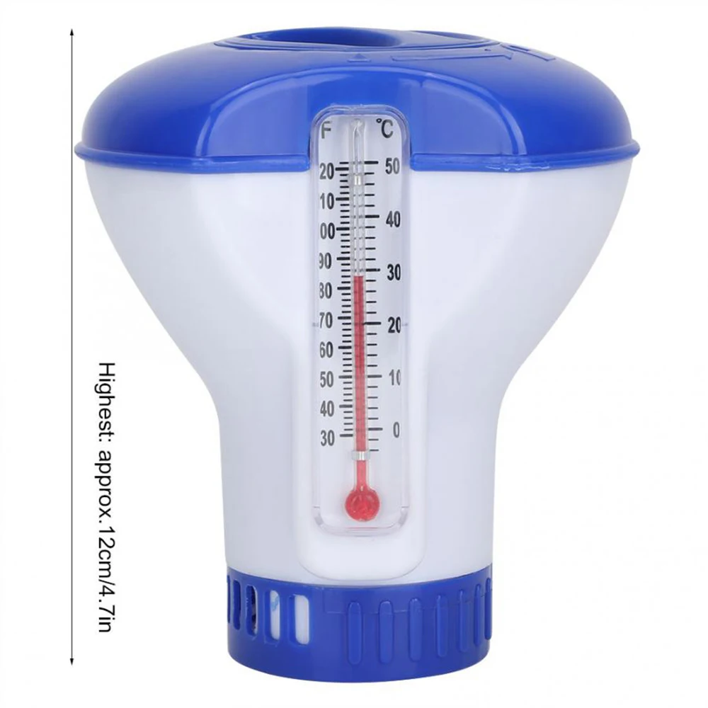 

1PC Swimming Pool Floating Chemical Chlorine Dispenser With Thermometer Disinfection Automatic Applicator for Pump ground pools