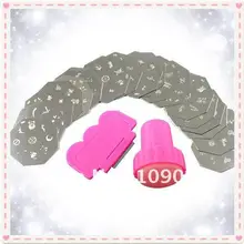 Дизайн ногтей тиснения 20 штук+ изображение шаблона плиты+ 1 штамповка+ 1 Скребки комплект