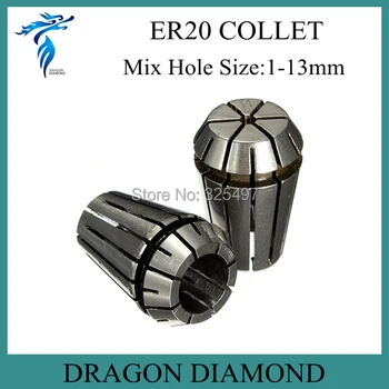 

1 set ER20 Collet =13pcs cnc spindle motor collet Diameter Range from 1 to 13mm for cnc milling machine