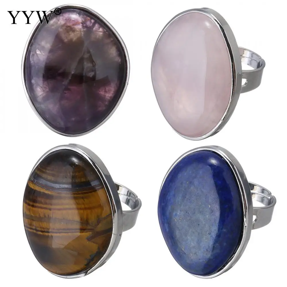 

Antique Silver Color Natural Stone Ring Amethysts Turquoises Sea Opal Full Finger Ring For Women Wedding Anniversary Rings