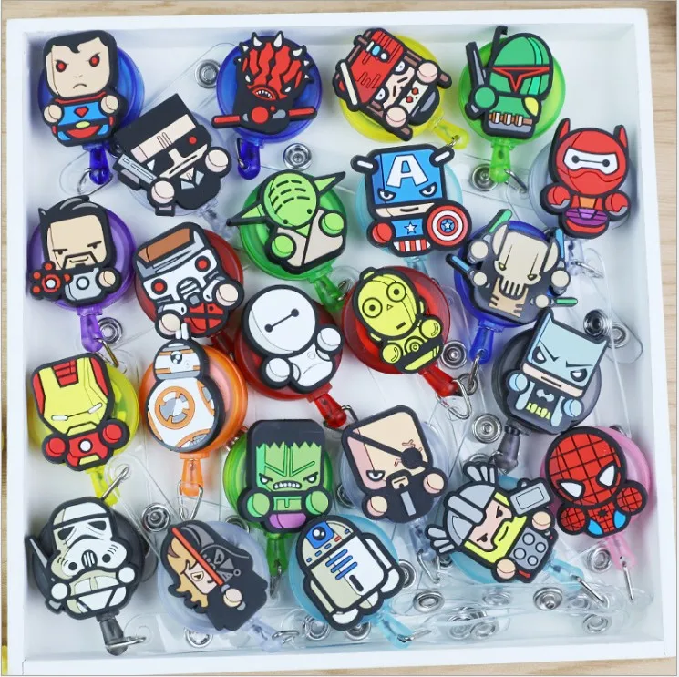 

The Avengers Captain America Retractable Badge Reel High quality silicone Cartoon Student Nurse ID Name Card Badge Holder