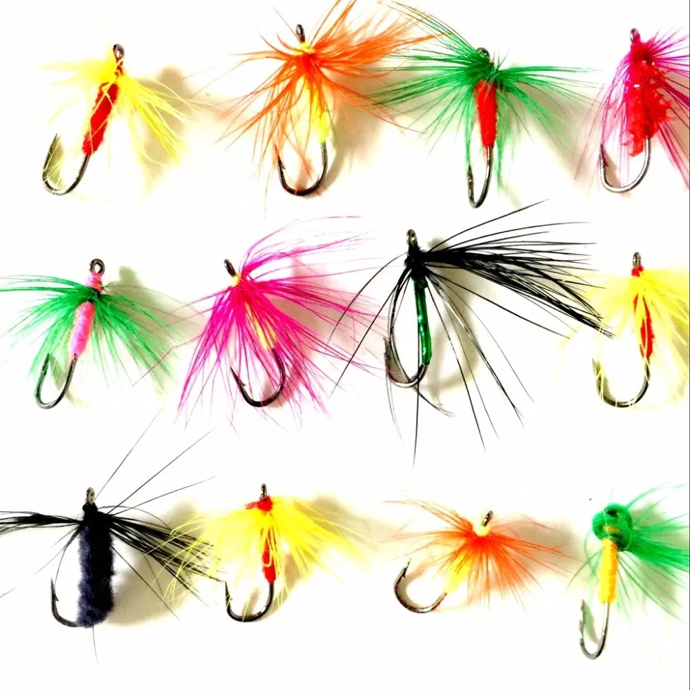 12Pcs fly fishing flies tying for bucktail jig Lure nymph hook trout