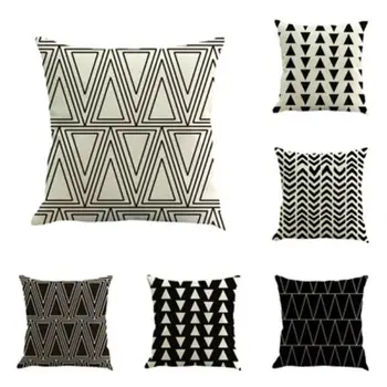 

Novelty Geometric Printed Vintage Flower Linen Cotton Pillow Case Cushion Cover Home Sofa Decor