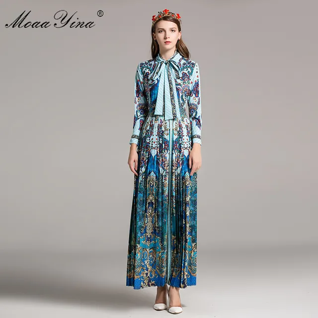 peacock design maxi dress