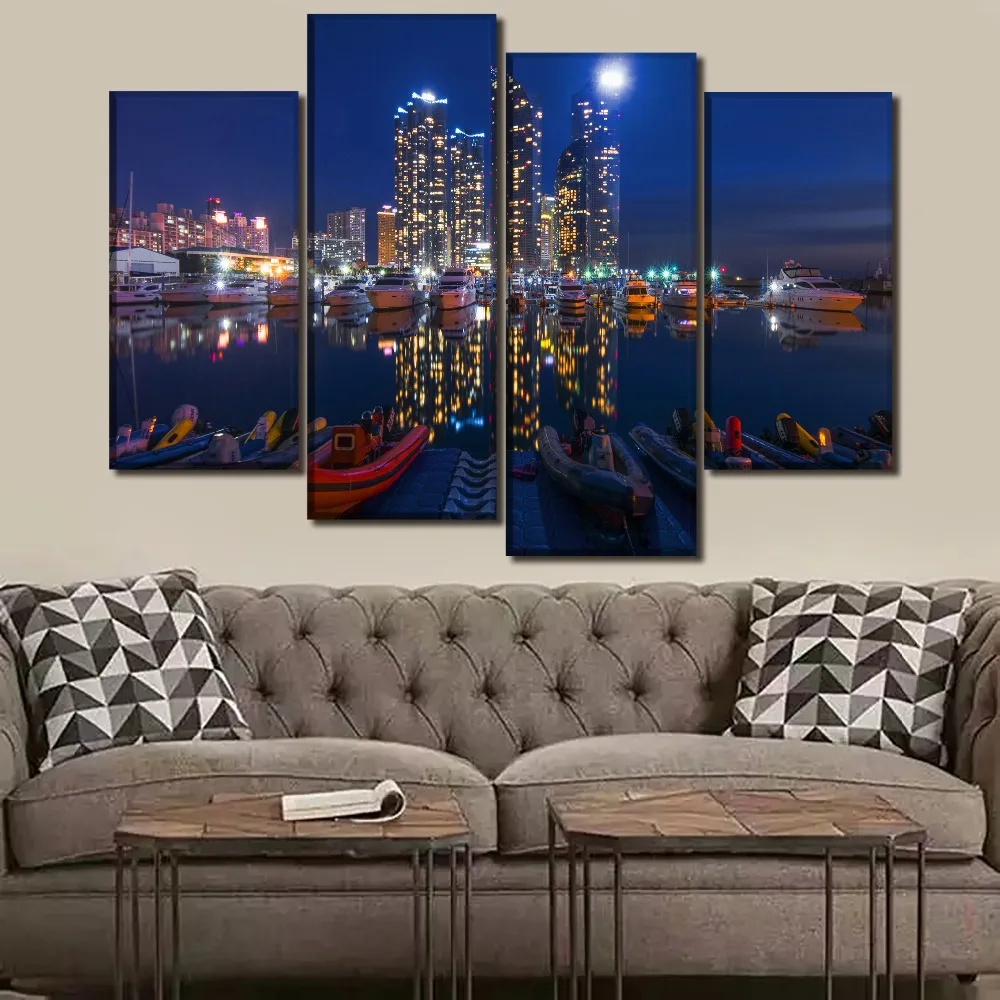 Top Rated Canvas Print Painting Wall Art Decor Frame 4Piece/1Pcs Night ...