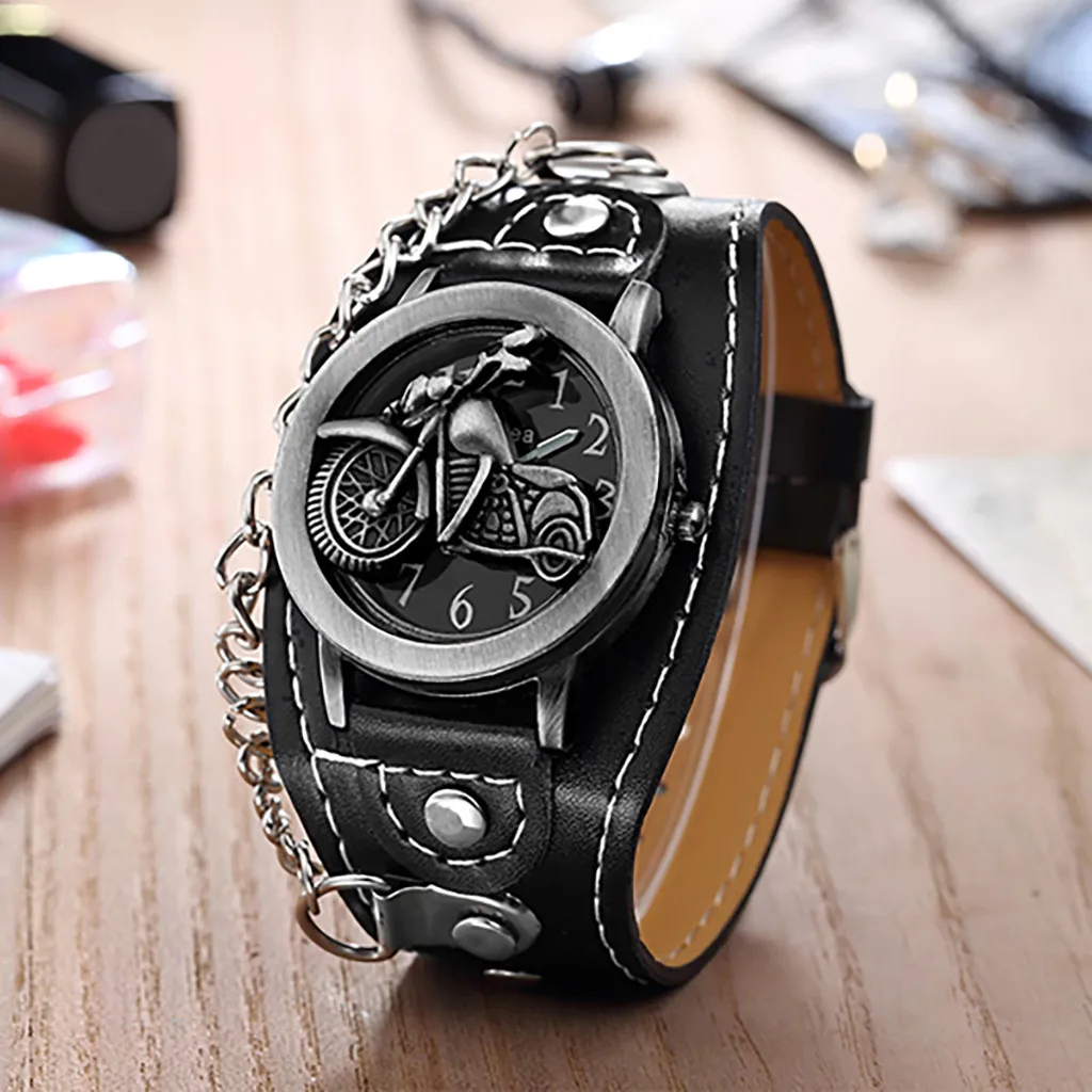 

COOL Men Women Ladies Watch Retro Chain Motorcycle Model Dial COOL Cover Quartz Wristwatch relojes hombre relojes hombre saat