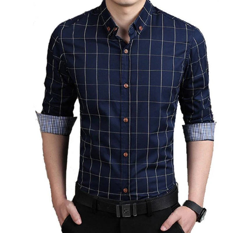 

Brand 2018 Men'S Fashion Male Shirts Lapel Plaid Printing Chemise Big Size Homme Men Shirt Leisure Camisa Masculina 6XL SJJC