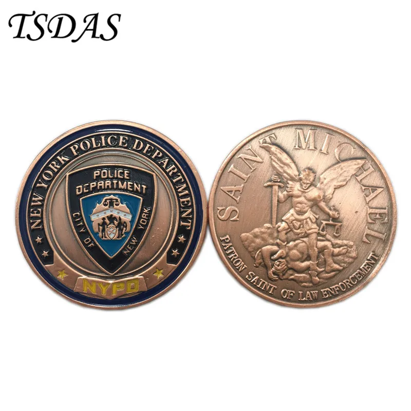 Gift For New York Police Department Bronze Military Challenge Coins USA With Round Plastic Box Collection|gift collection|gift giftsgift with box |
