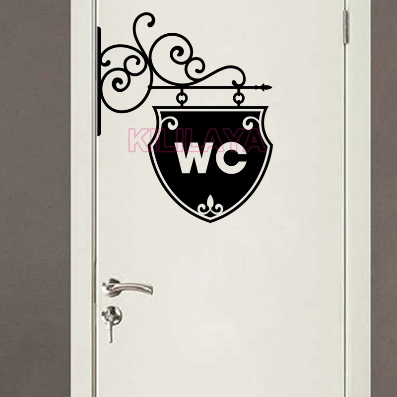 Stickers Toilet WC Door Sign Vinyl Walls Sticker Removable Wall Decals