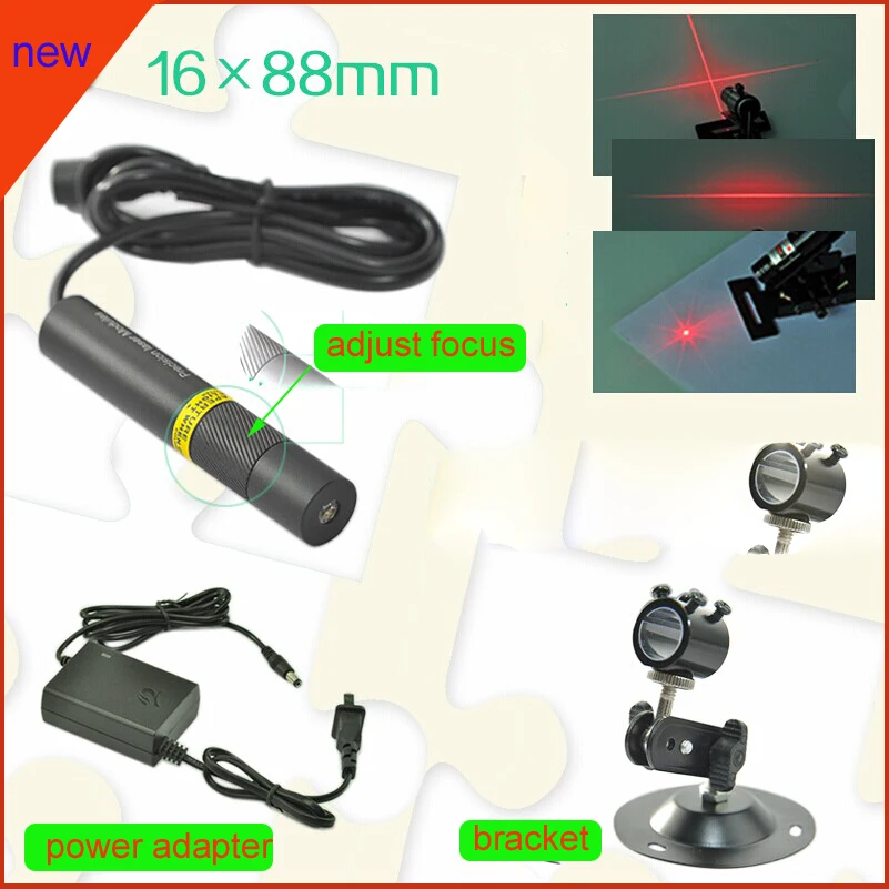 

50mW 648nm red laser diode module cross beam shape with bracket and power adapter, plug and use
