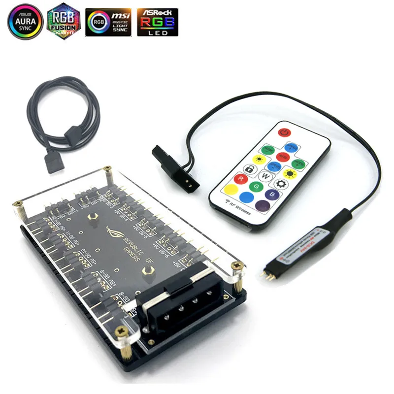 ASUS AURA SYNC 5V 3 контактный RGB концентратор интерфейса разветвитель 3Pin вентилятор для