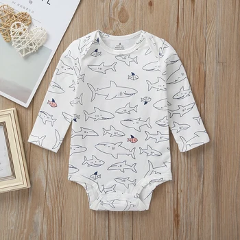 cartoon shark baby boy set long sleeve hooded coat blue+bodysuit+pants stripe 2020 spring fashion babies outfit newborn clothes 5