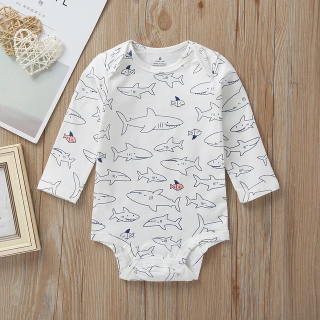 cartoon shark baby boy set long sleeve hooded coat blue+bodysuit+pants stripe 2020 spring fashion babies outfit newborn clothes 5
