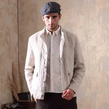 Льняные повседневные мужские блейзеры Весна Повседневный пиджак с длинным рукавом однобортный приталенный Блейзер пиджак для мужчин A5604
