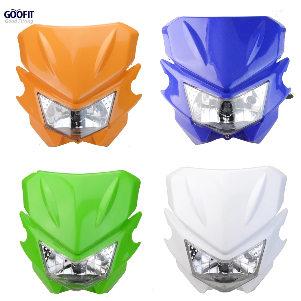 

4color Motorcycle Dirt Bike Supermoto Universal Headlights Headlamp StreetFighter KX125 KX250 KXF250 KXF450 KLX200 KLX250 KLX450