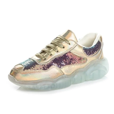 

2019 spring new Korean version of the wild round head old shoes transparent colorful bear shoes.