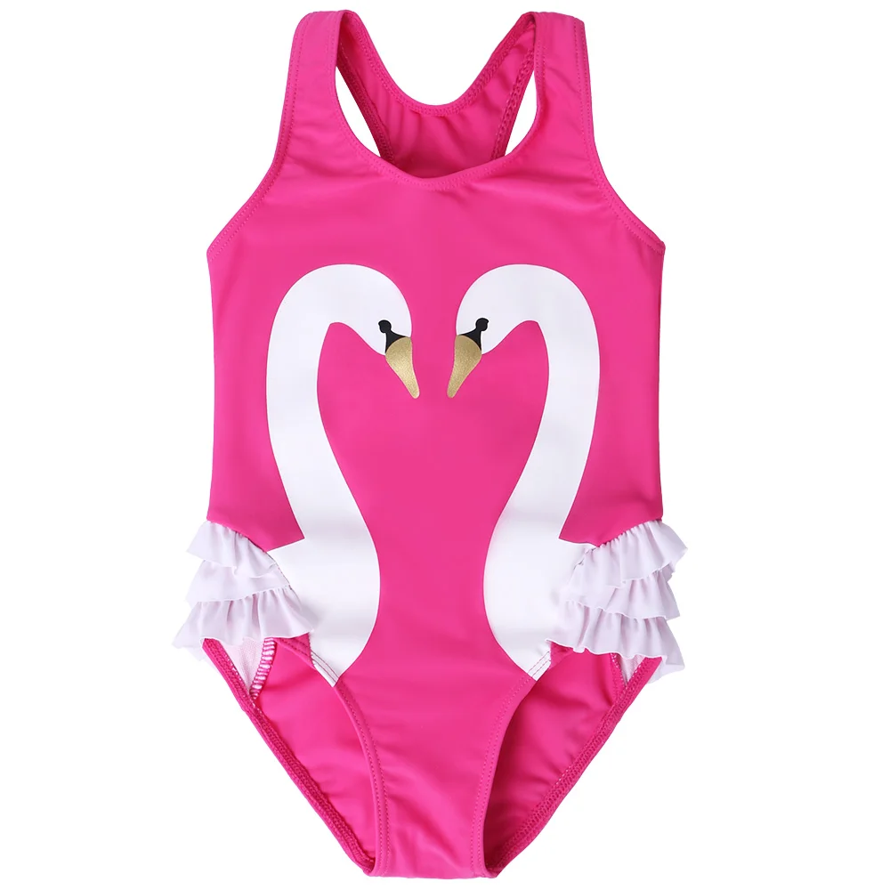 

BAOHULLU Summer Swimsuit for Baby Girls 1-7Y Kids One PC Swimwear with Flamingos Pattern Infant Beachwear Swimming Suit Surf