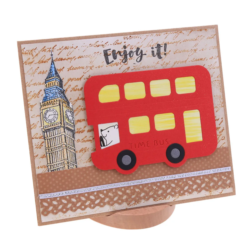

Cute Time Bus Design Metal Cutting Dies Stencil for DIY Scrapbooking Photo Album Embossing Paper Cards Decorative Craft Die Cuts