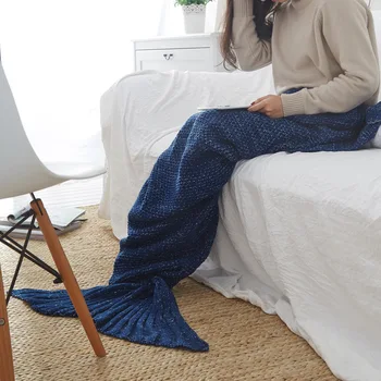 

Mermaid Blanket Handmade Knitted Sleeping Wrap TV Sofa Mermaid Tail Blanket Kids Adult Baby Bedding 1pcs