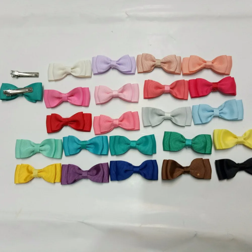 20PCS headwear Children Ribbon Mixed Bow Duckbill Hairpins Small Cloth