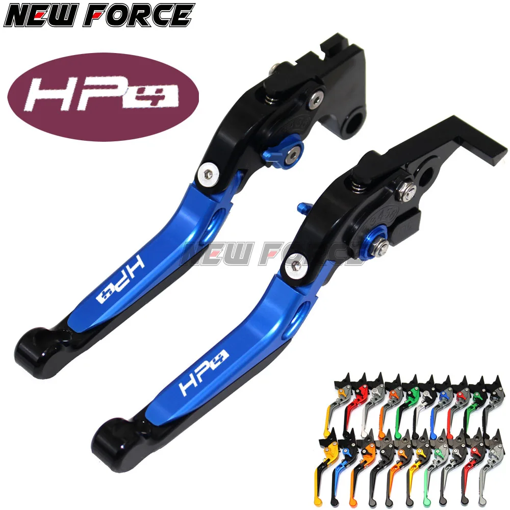 Синие + титановые Складные Выдвижные рычаги тормозной муфты CNC Logo(HP4) для BMW HP4 2010 2011
