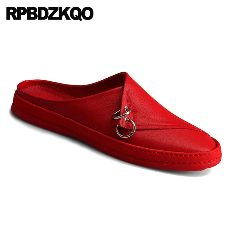 ons Conforto Deslizamento Vermelho Dos Venda Moda Do Apartamentos De Redondo Tênis Sapatos Ocasional Quente 2018 Qualidade Dedo Pé Coreano branco Meninos Alta Metal Branco Homens Vermelho Mulas Designer BSzqwX