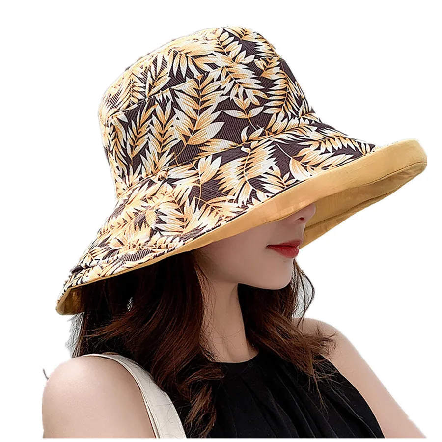 Двусторонняя ведро Шапки Новинки для женщин принт солнцезащитный козырек шляпа женский таз Кепки широкими полями